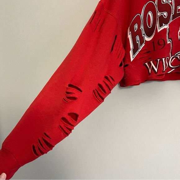 Vintage Wisconsin Badgers Rose Bowl 1994 Cropped Zip Pullover Sweatshirt - Picture 5 of 6